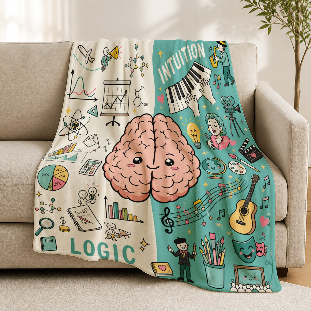 Science Nursery - Manta Decorativa Funky Brain Logic Intuition
